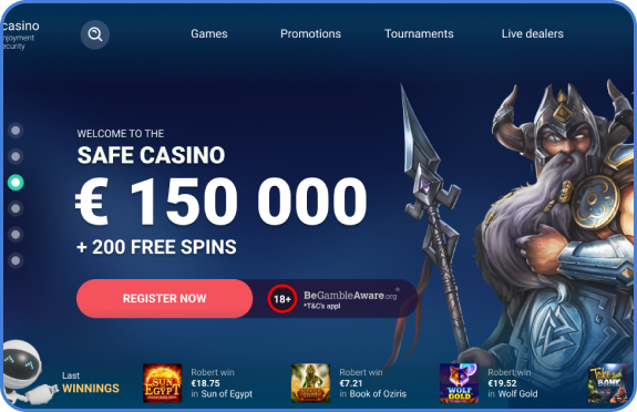 Bonus za rejestrację w Safecasino oferuje: